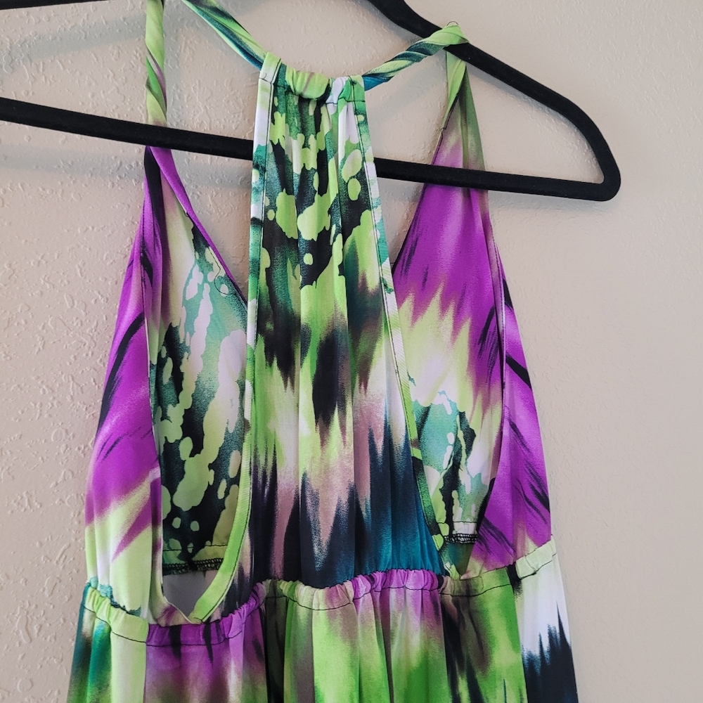 Rue 21 purple and green maxi dress. Razor back straps. Size medium. - Picture 4 of 10